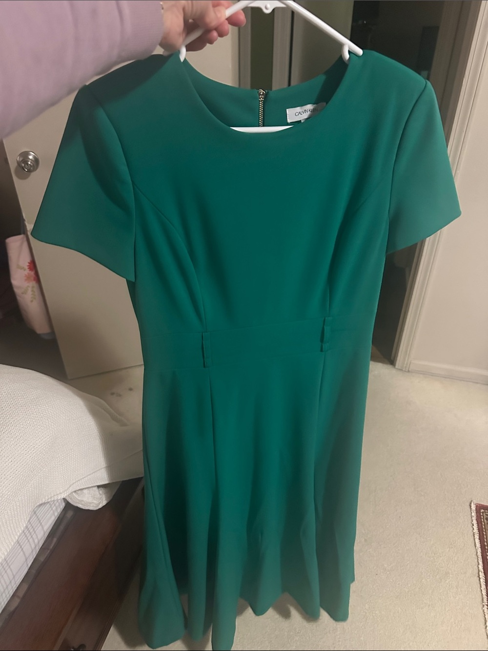 Calvin Klein Teal Short-Sleeve Fit-and-Flare Midi Dress